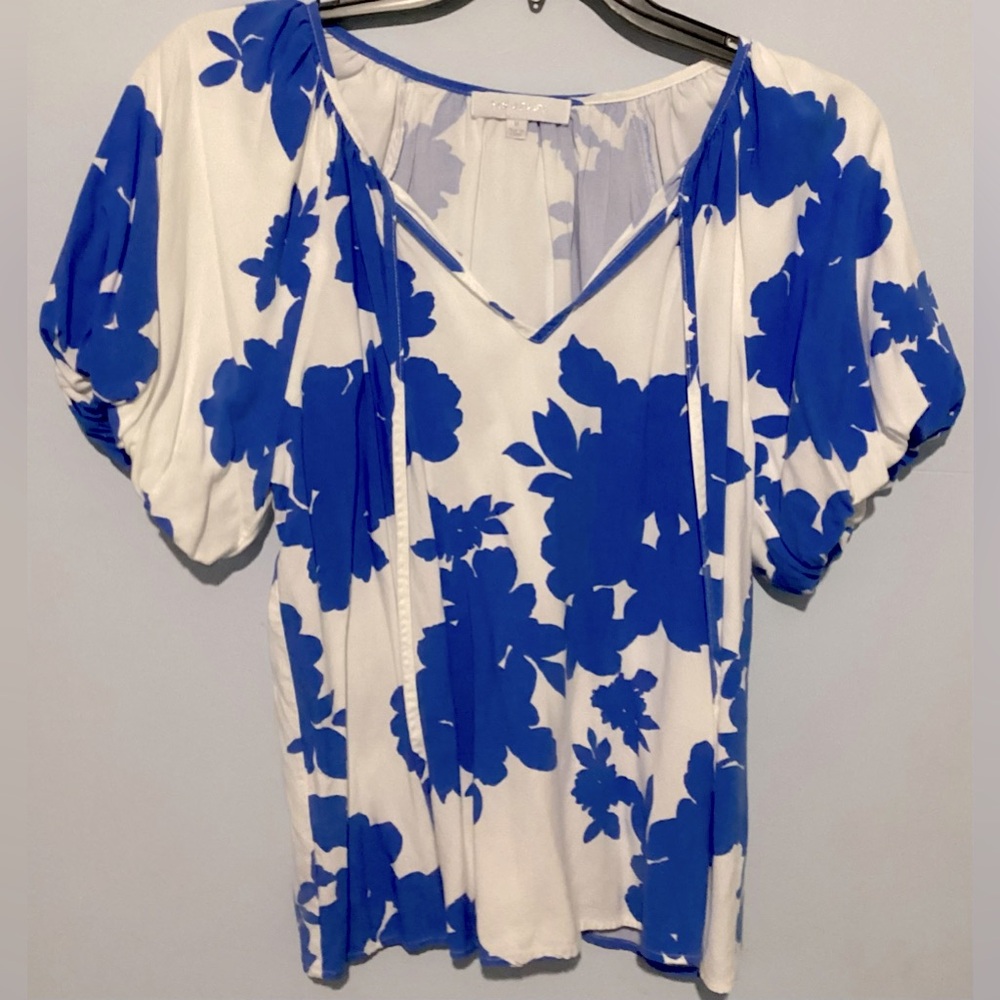 Sugarlips Women’s M Blouse White w/ Blue Floral